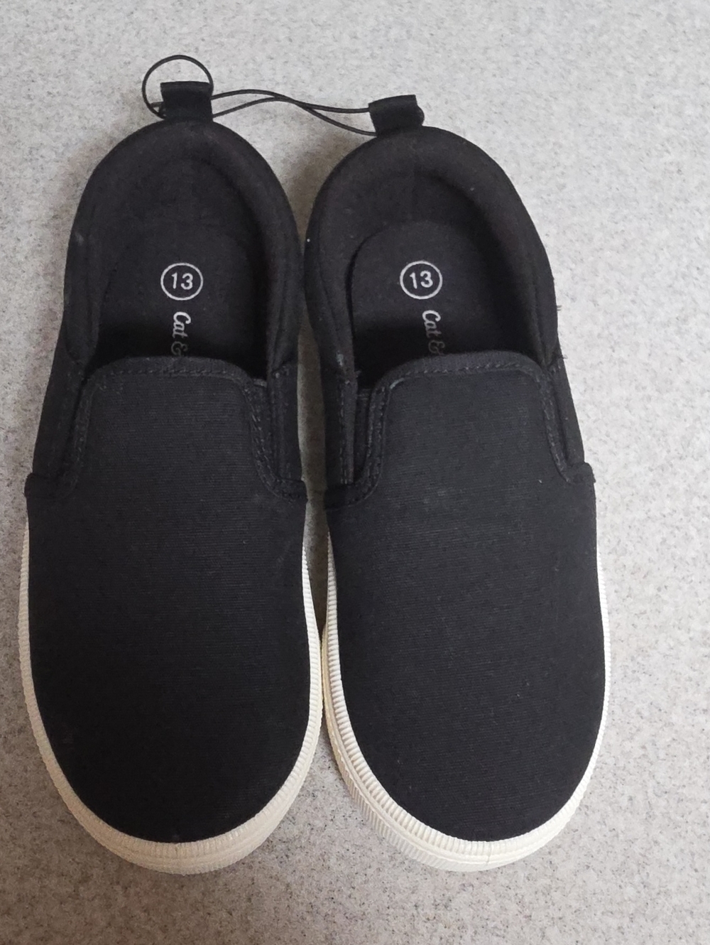 Cat & Jack Kids Black Canvas Slip-On Sneakers with White Soles
